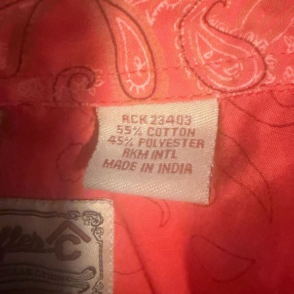 Rafter C Paisley Kids Red Button Down Cowboy Western Shirt Medium - Picture 5 of 8